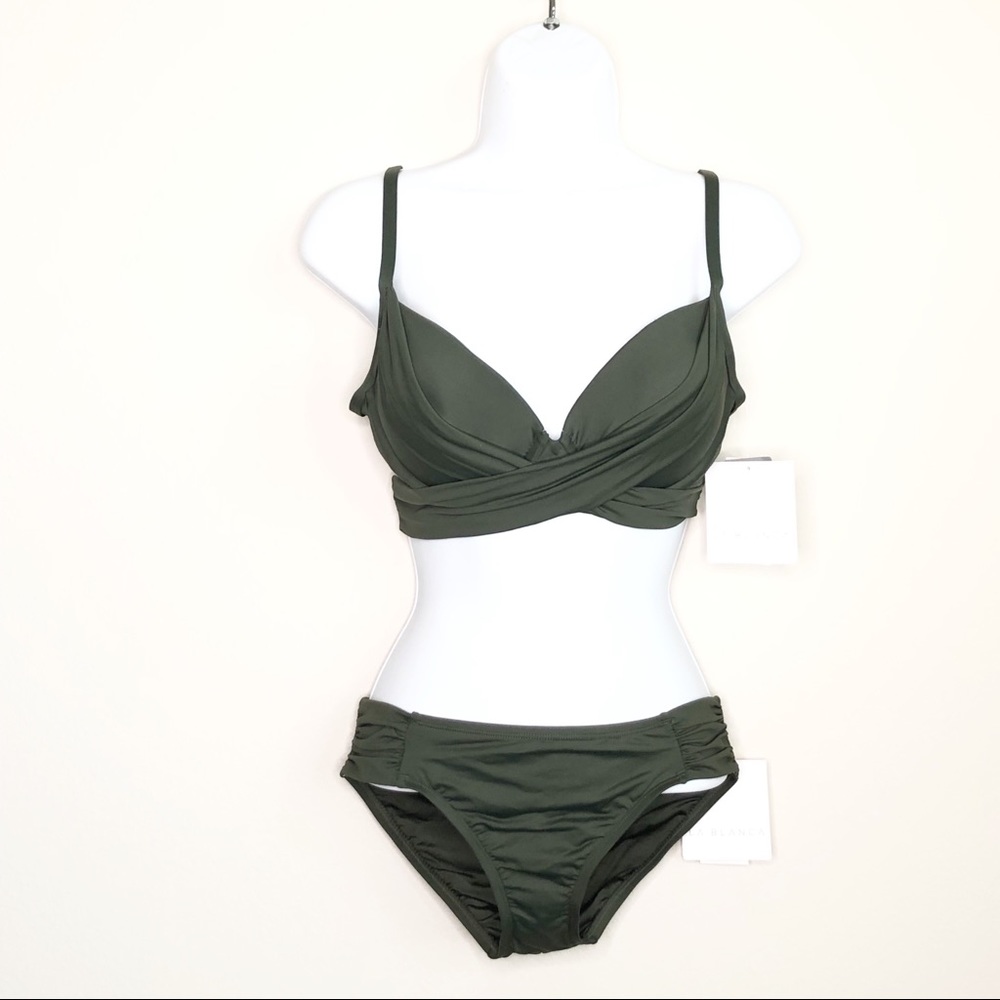 La Blanca Island Goddess Underwire Standard Island Goddess Shirred Hipster Set - Picture 4 of 7